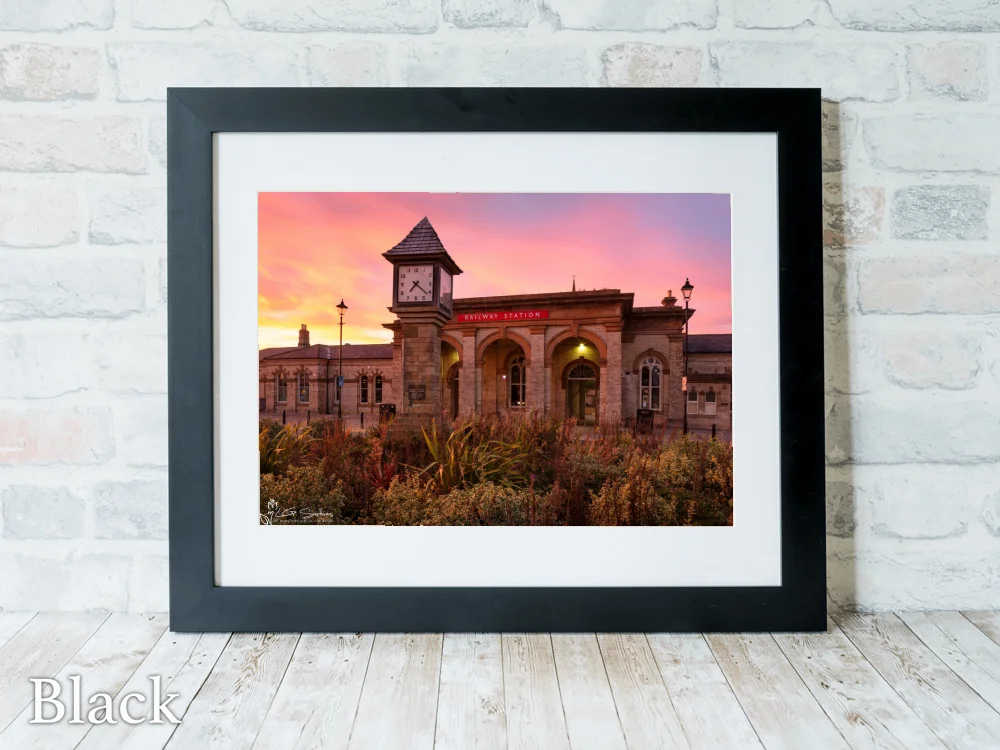Saltburn Train Station At Sunset 6 Saltburn Train Station At Sunset - Black-Landscape-Frame