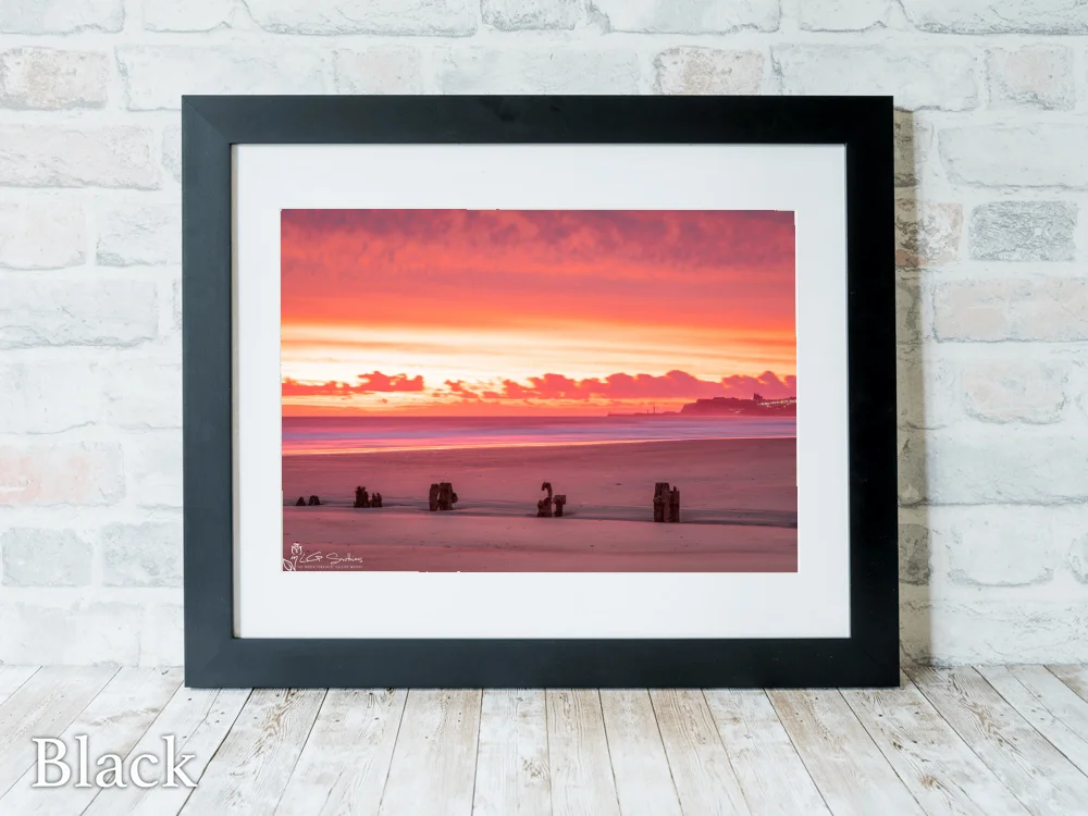 Sandsend Beach and Whitby at Dawn 6 Sandsend Beach and Whitby at Dawn - Black-Landscape-Frame