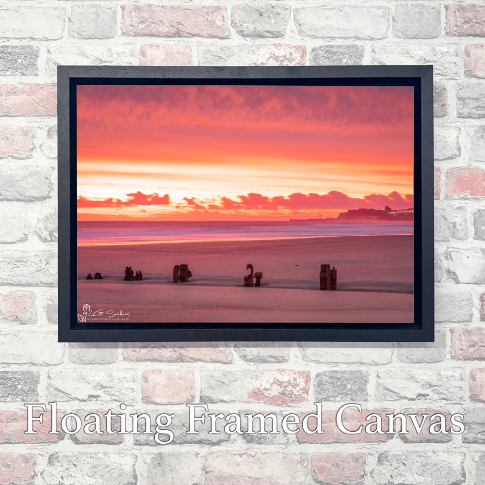 Sandsend Beach and Whitby at Dawn 3 Sandsend Beach and Whitby at Dawn - Landscape-Float-Frame-Canvas