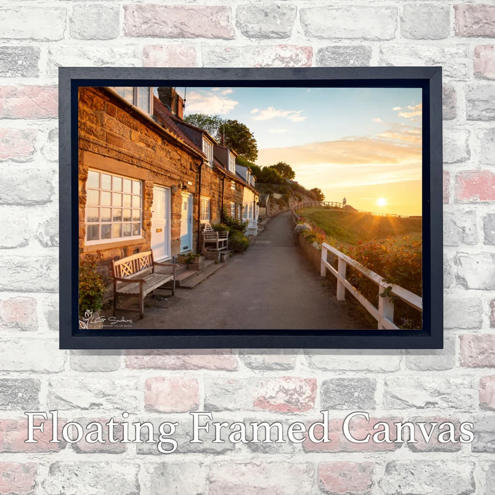Sandsend Cottages At Sunrise 3 Sandsend Cottages At Sunrise - Landscape-Float-Frame-Canvas