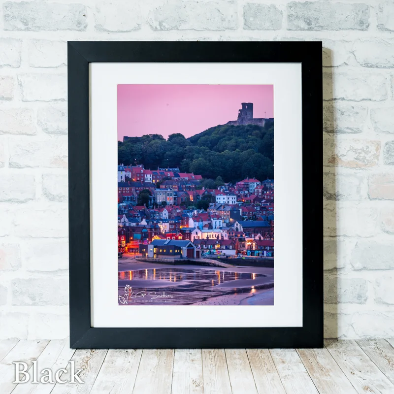 Scarborough Castle And South Bay At Dusk 3 Scarborough Castle And South Bay At Dusk - Black-Portrait-Frame