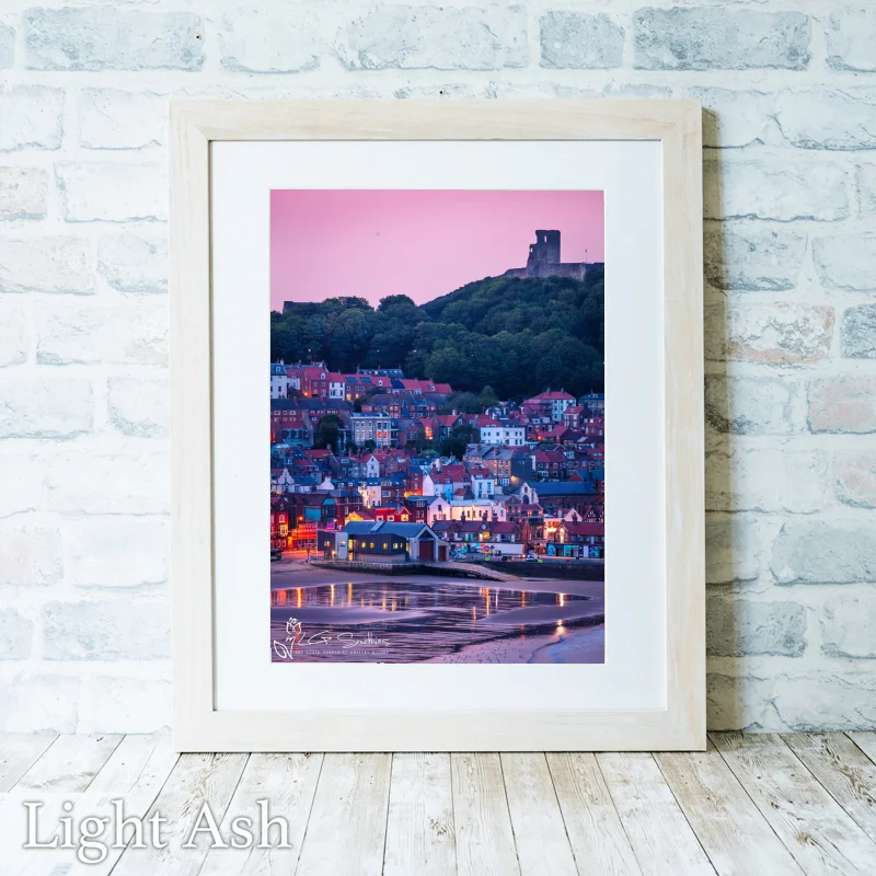 Scarborough Castle And South Bay At Dusk 2 Scarborough Castle And South Bay At Dusk - Light-Ash-Portrait-Frame