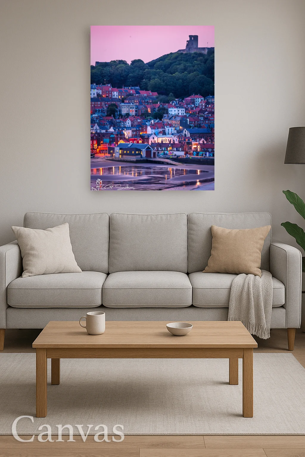 Scarborough Castle And South Bay At Dusk 8 Scarborough Castle And South Bay At Dusk - Wall-art-for-living-room-portrait