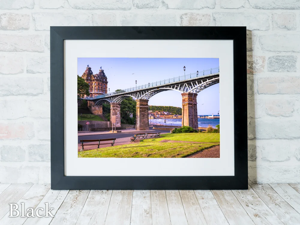 Scarborough South Bay with Spa Bridge and The Grand Hotel 6 Scarborough South Bay with Spa Bridge and The Grand Hotel - Black-Landscape-Frame