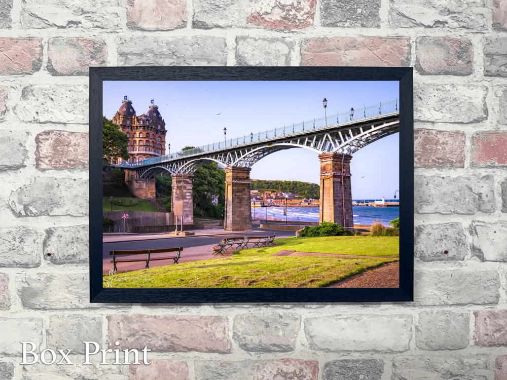 Scarborough South Bay with Spa Bridge and The Grand Hotel 4 Scarborough South Bay with Spa Bridge and The Grand Hotel - Landscape-Box-Print
