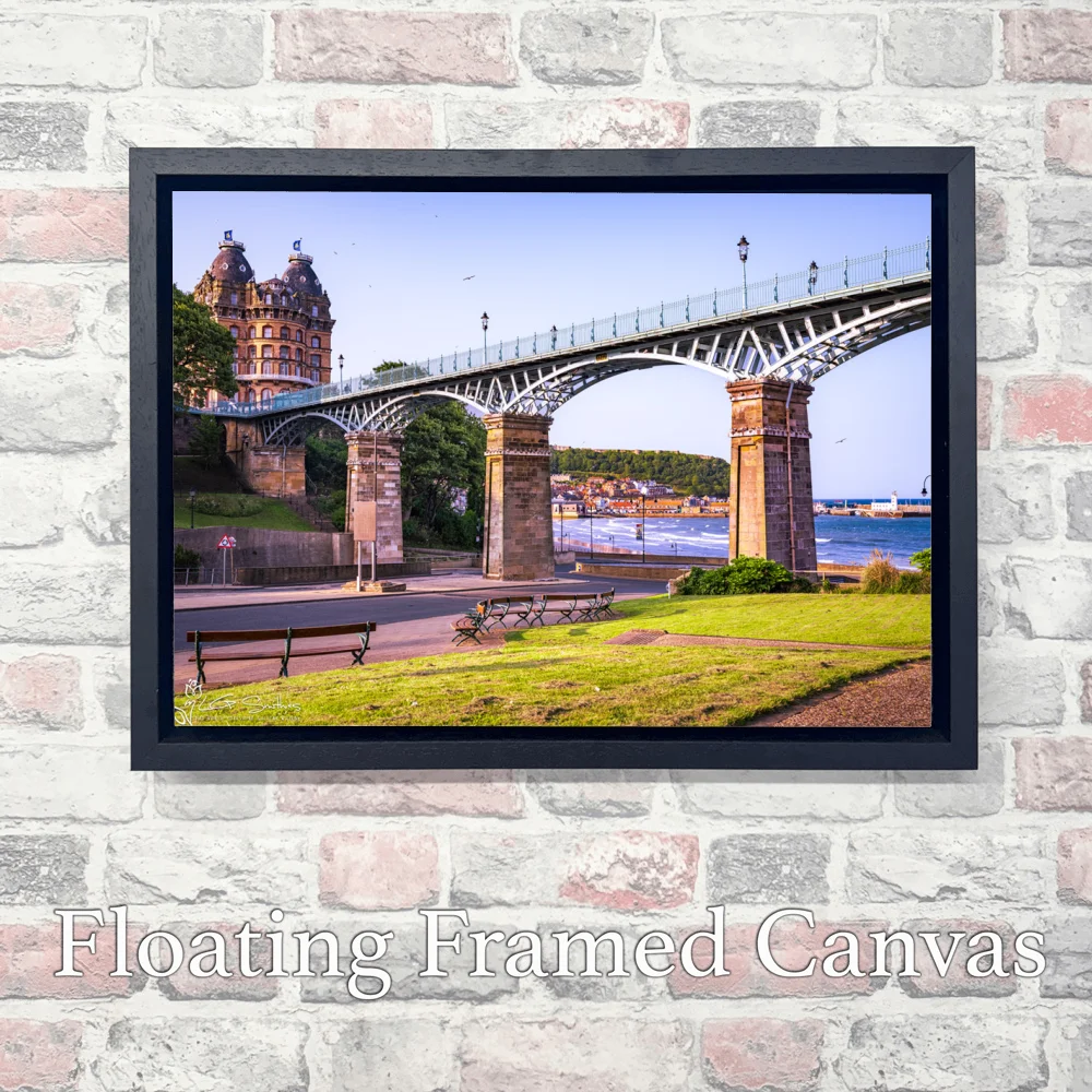 Scarborough South Bay with Spa Bridge and The Grand Hotel 3 Scarborough South Bay with Spa Bridge and The Grand Hotel - Landscape-Float-Frame-Canvas