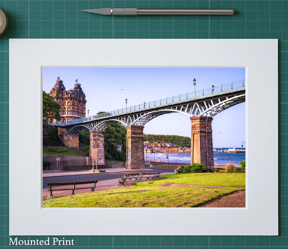 Scarborough South Bay with Spa Bridge and The Grand Hotel 2 Scarborough South Bay with Spa Bridge and The Grand Hotel - Landscape-Mounted-Print