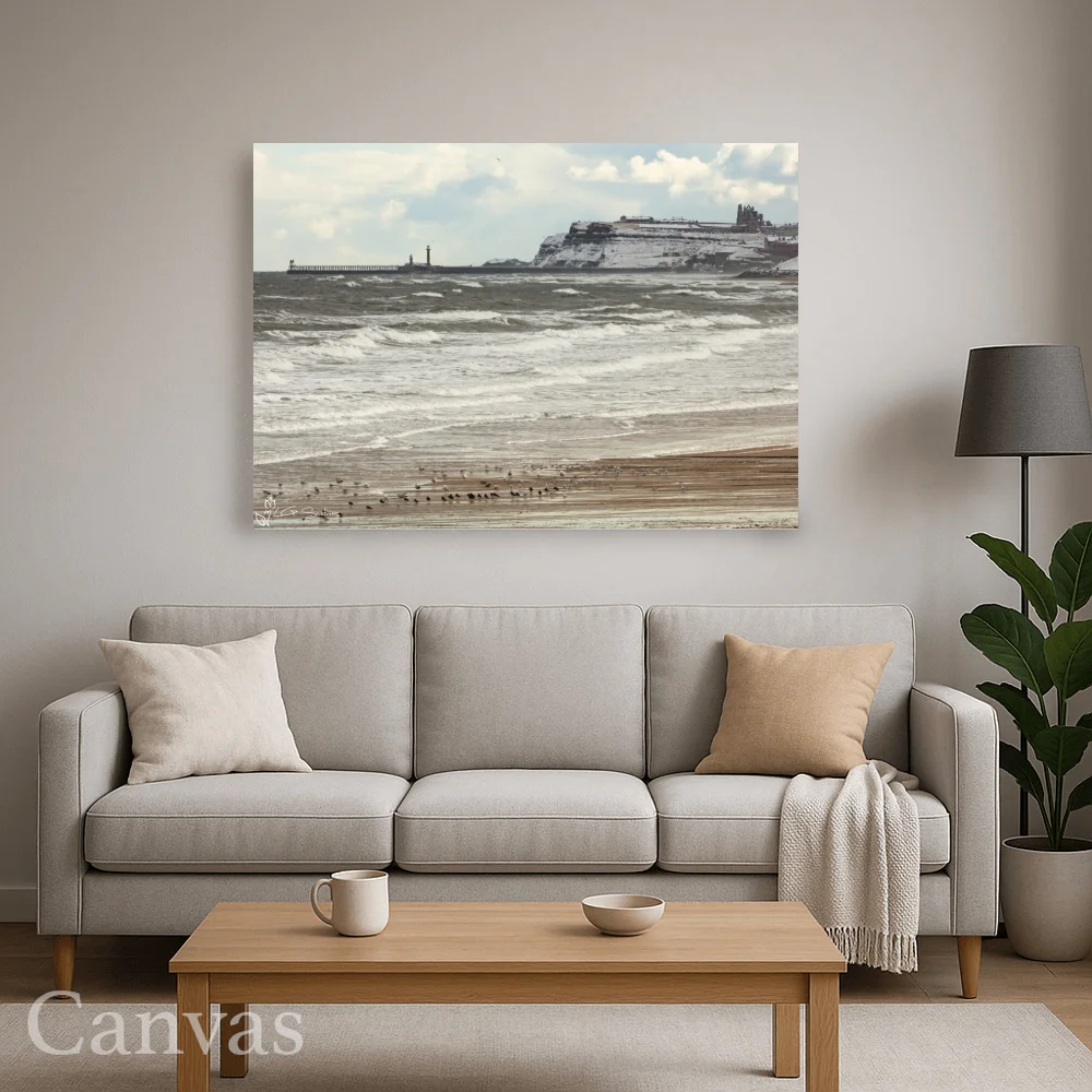 Seagulls On Whitby Beach 8 Seagulls On Whitby Beach - Wall-art-for-living-room-landscape