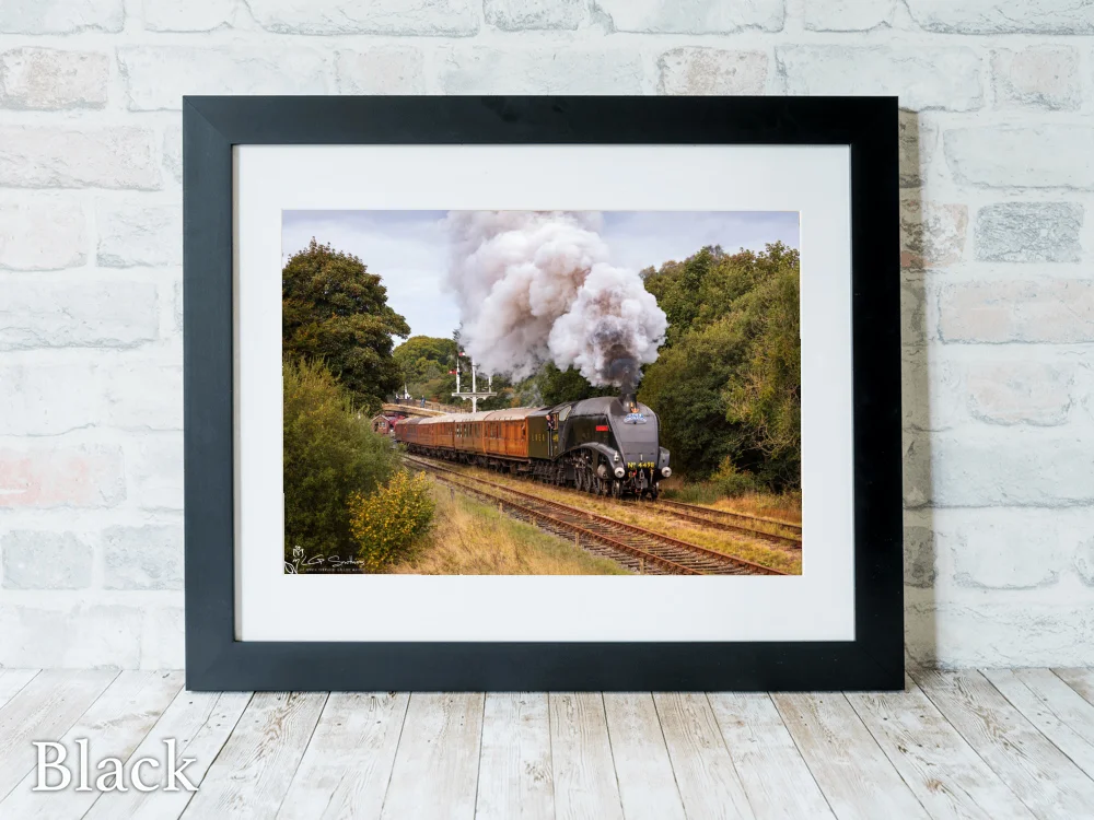 Sir Nigel Gresley Departing Goathland Station 6 Sir Nigel Gresley Departing Goathland Station - Black-Landscape-Frame