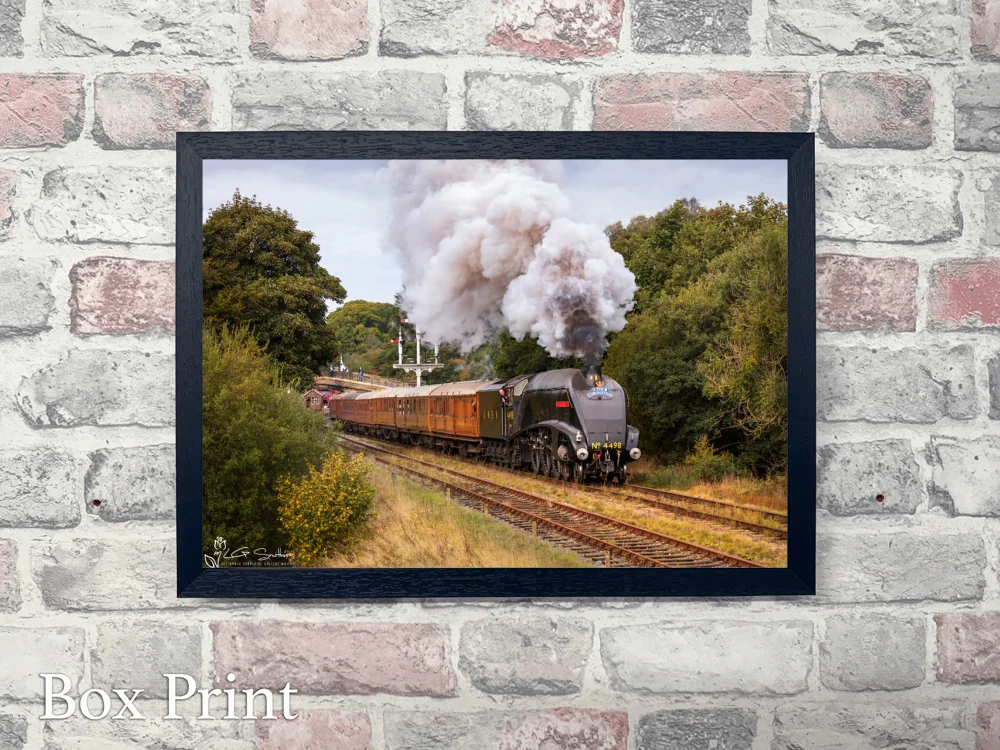 Sir Nigel Gresley Departing Goathland Station 4 Sir Nigel Gresley Departing Goathland Station - Landscape-Box-Print