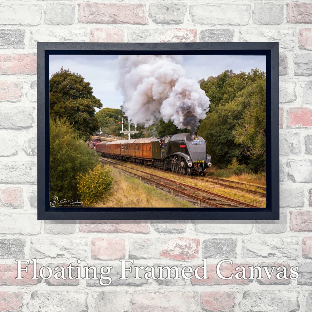 Sir Nigel Gresley Departing Goathland Station 3 Sir Nigel Gresley Departing Goathland Station - Landscape-Float-Frame-Canvas