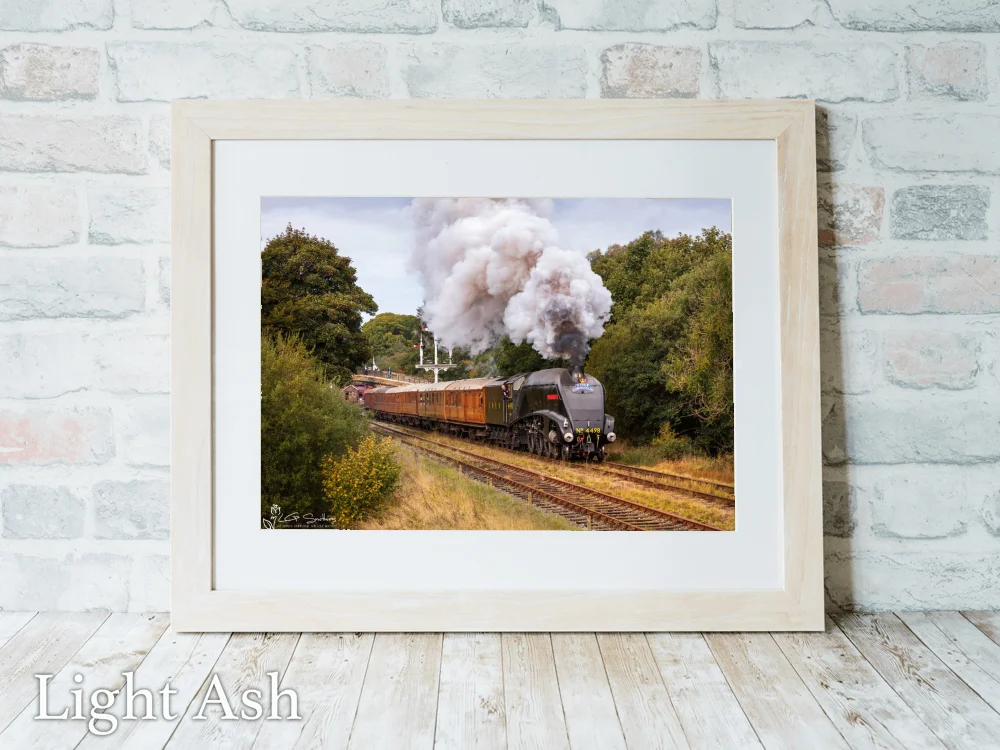 Sir Nigel Gresley Departing Goathland Station 5 Sir Nigel Gresley Departing Goathland Station - Light-Ash-Landscape-Frame
