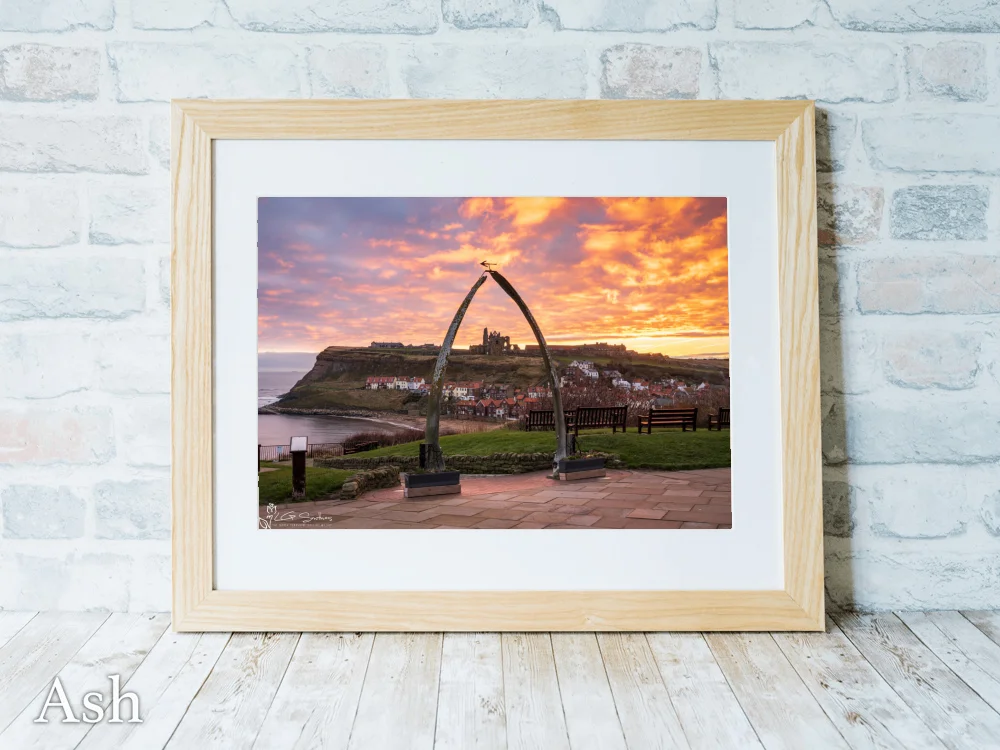 Sky On Fire At Whitby Whalebones 8 Sky On Fire At Whitby Whalebones - Ash-Landscape-Frame
