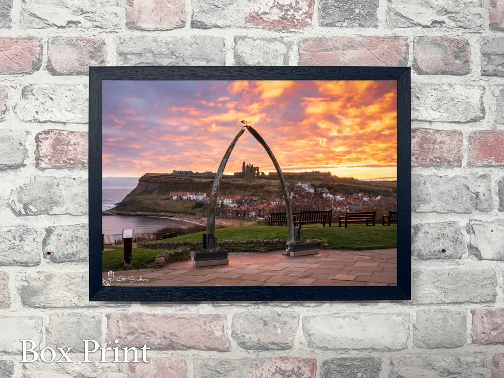 Sky On Fire At Whitby Whalebones 5 Sky On Fire At Whitby Whalebones - Landscape-Box-Print