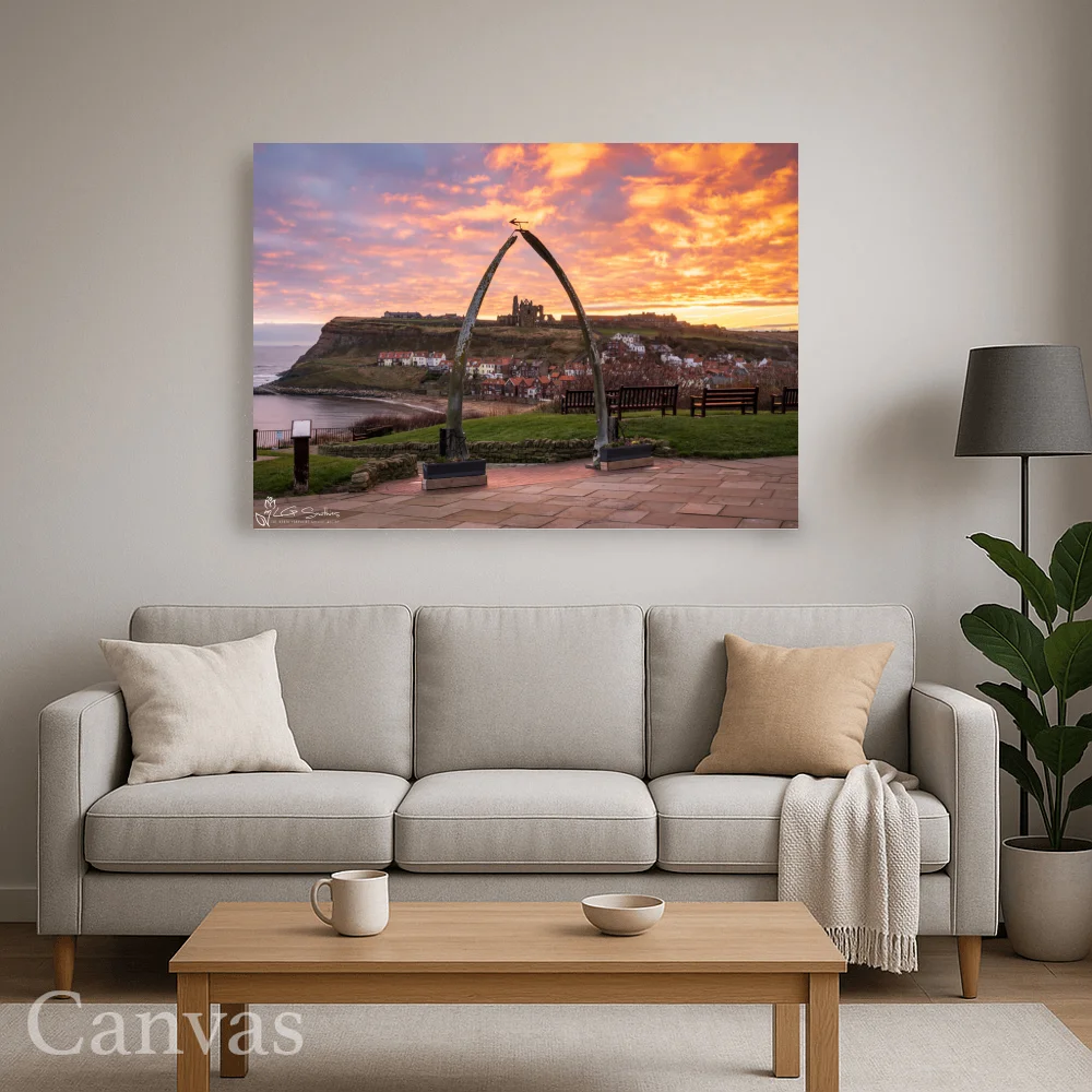 Sky On Fire At Whitby Whalebones 9 Sky On Fire At Whitby Whalebones - Wall-art-for-living-room-landscape