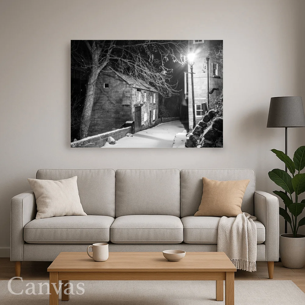 Snow Storm Black And White At Jim Bells Stile At Robin Hoods Bay 8 Snow Storm Black And White At Jim Bells Stile At Robin Hoods Bay - Wall-art-for-living-room-landscape