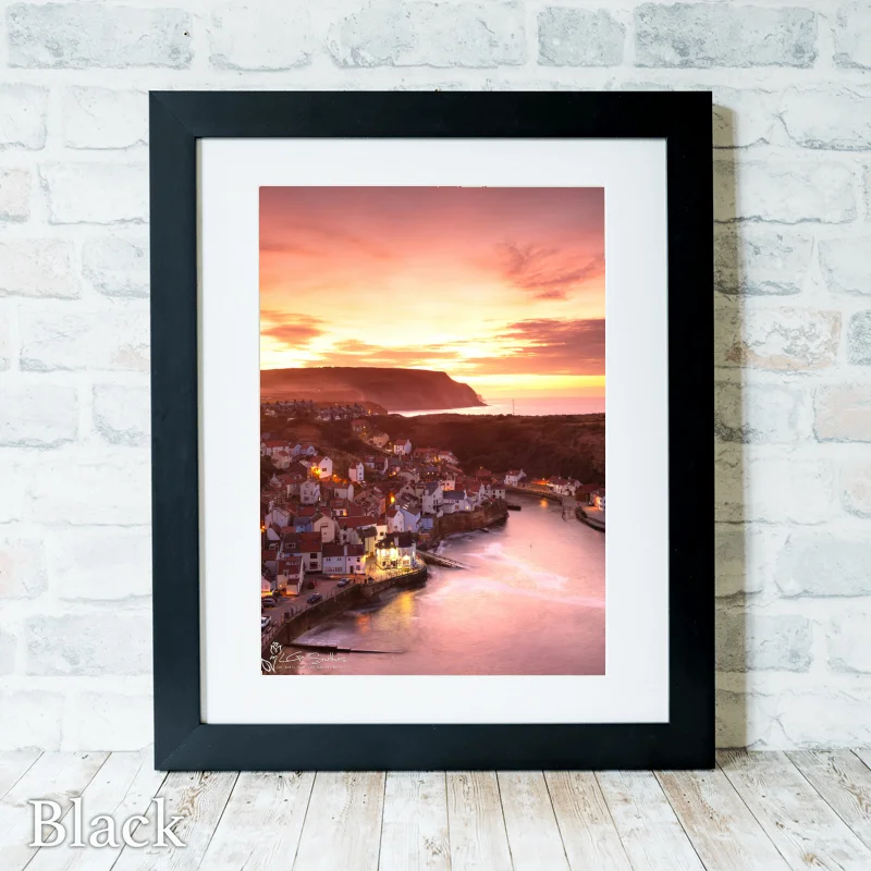Staithes At Dusk 2019 3 Staithes At Dusk 2019 - Black-Portrait-Frame