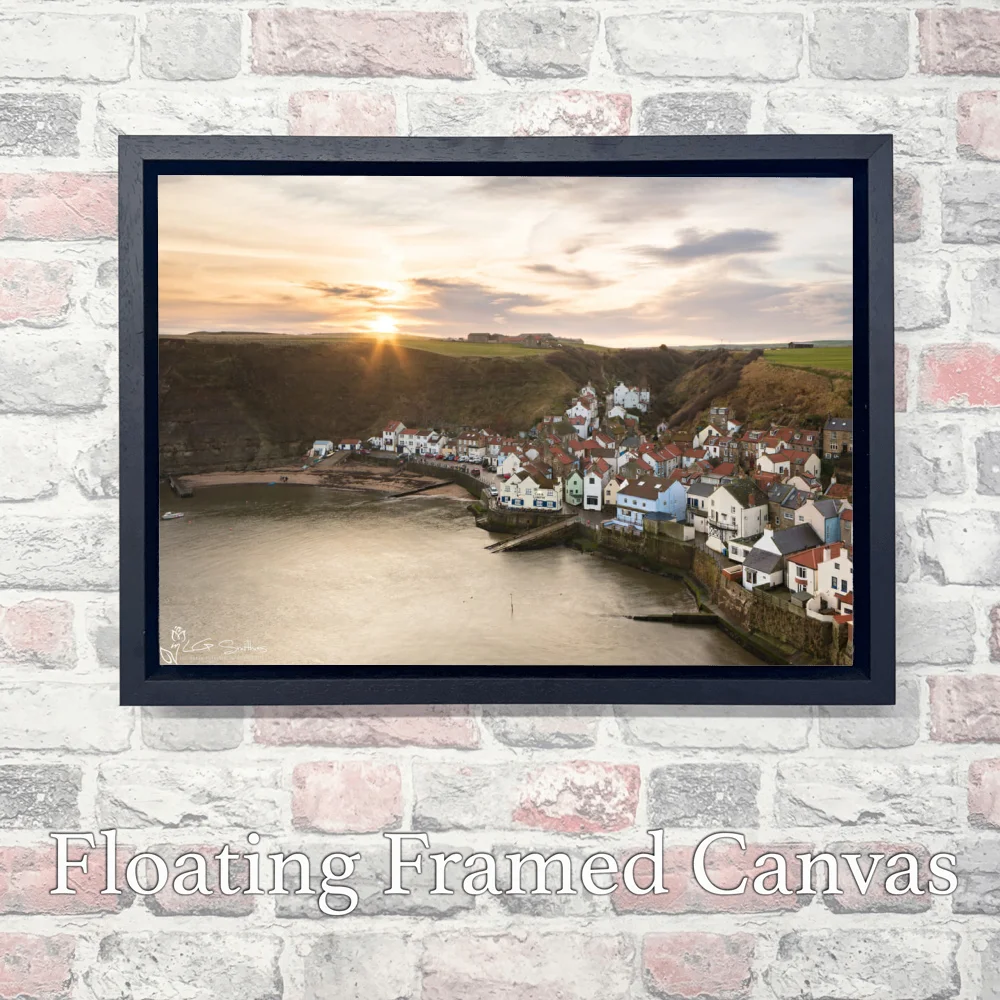 Staithes Beach Sunrise 3 Staithes Beach Sunrise - Landscape-Float-Frame-Canvas
