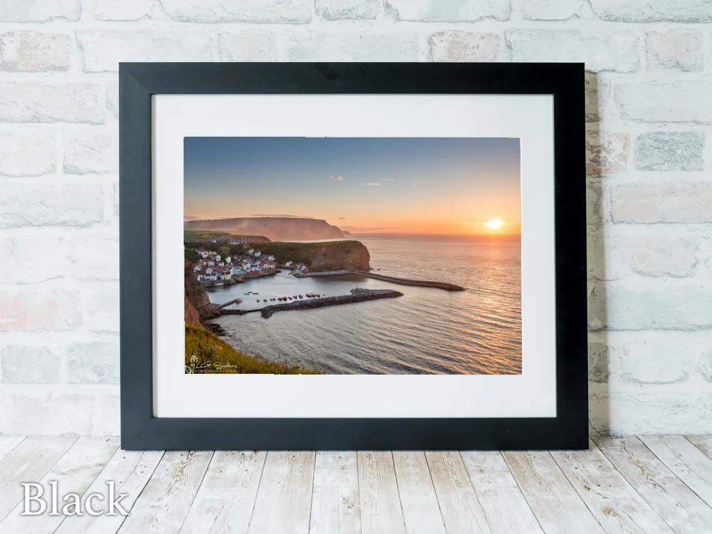 Staithes Harbour Sunset 6 Staithes Harbour Sunset - Black-Landscape-Frame