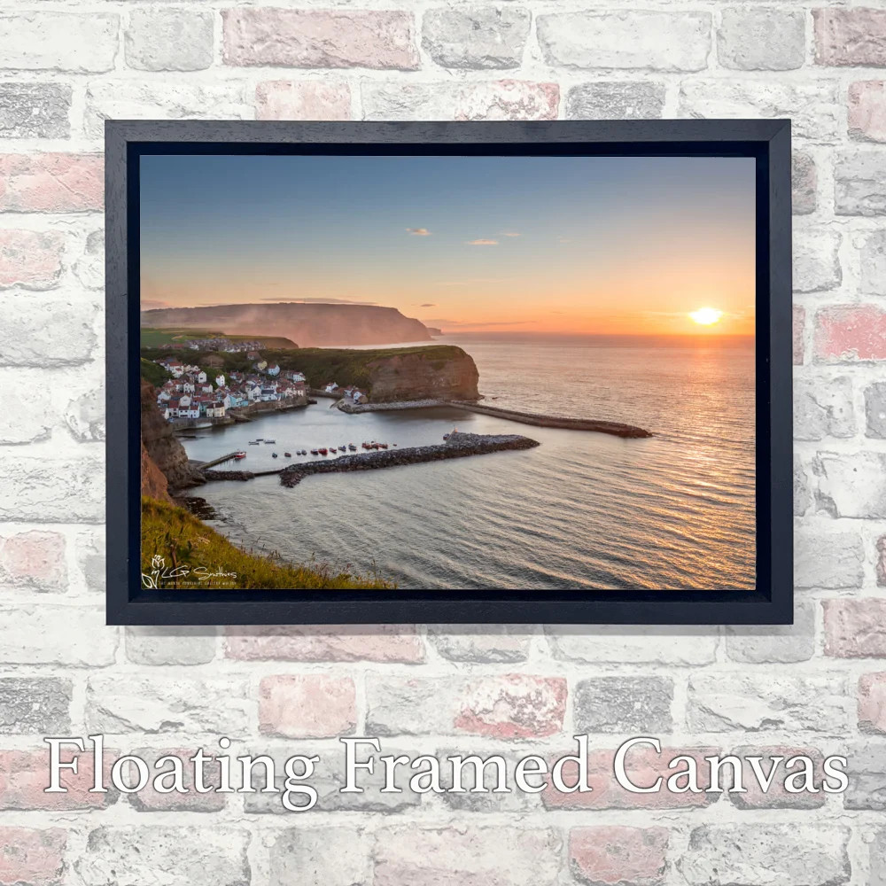 Staithes Harbour Sunset 3 Staithes Harbour Sunset - Landscape-Float-Frame-Canvas