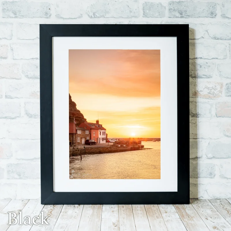 Staithes Lifeboat Shed At Sunrise 3 Staithes Lifeboat Shed At Sunrise - Black-Portrait-Frame