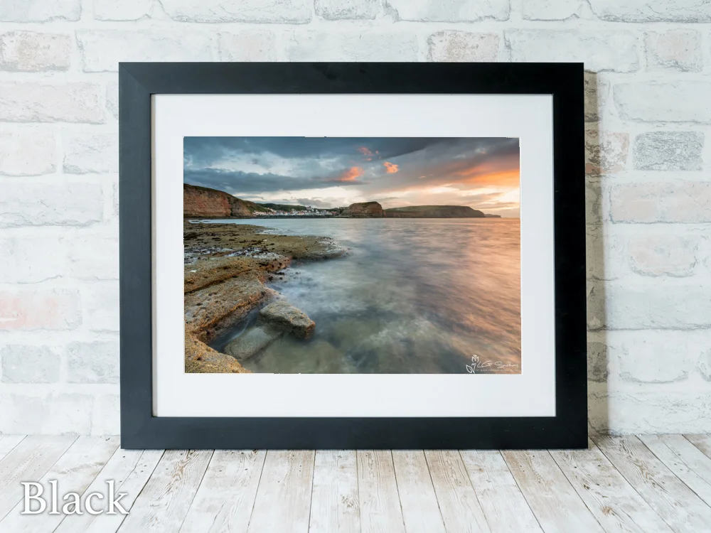 Staithes Low Tide Sunset 6 Staithes Low Tide Sunset - Black-Landscape-Frame