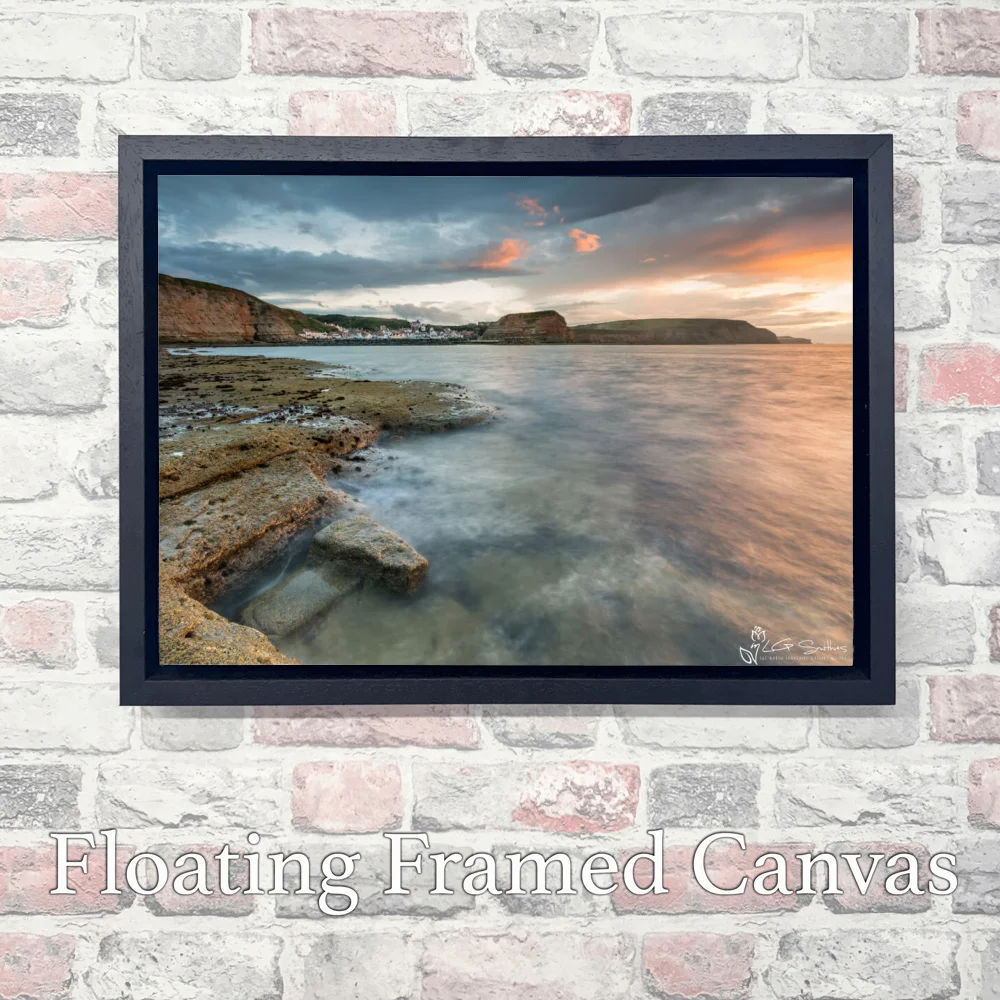 Staithes Low Tide Sunset 3 Staithes Low Tide Sunset - Landscape-Float-Frame-Canvas