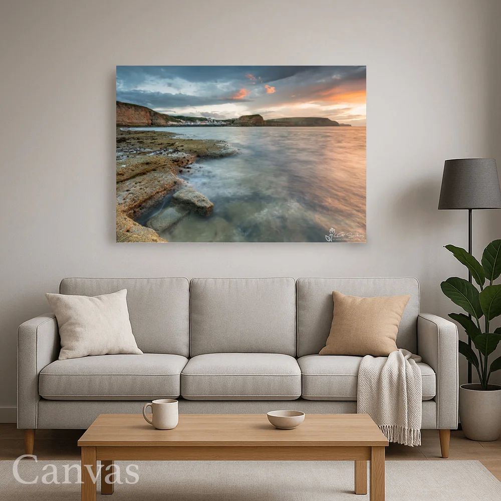 Staithes Low Tide Sunset 8 Staithes Low Tide Sunset - Wall-art-for-living-room-landscape