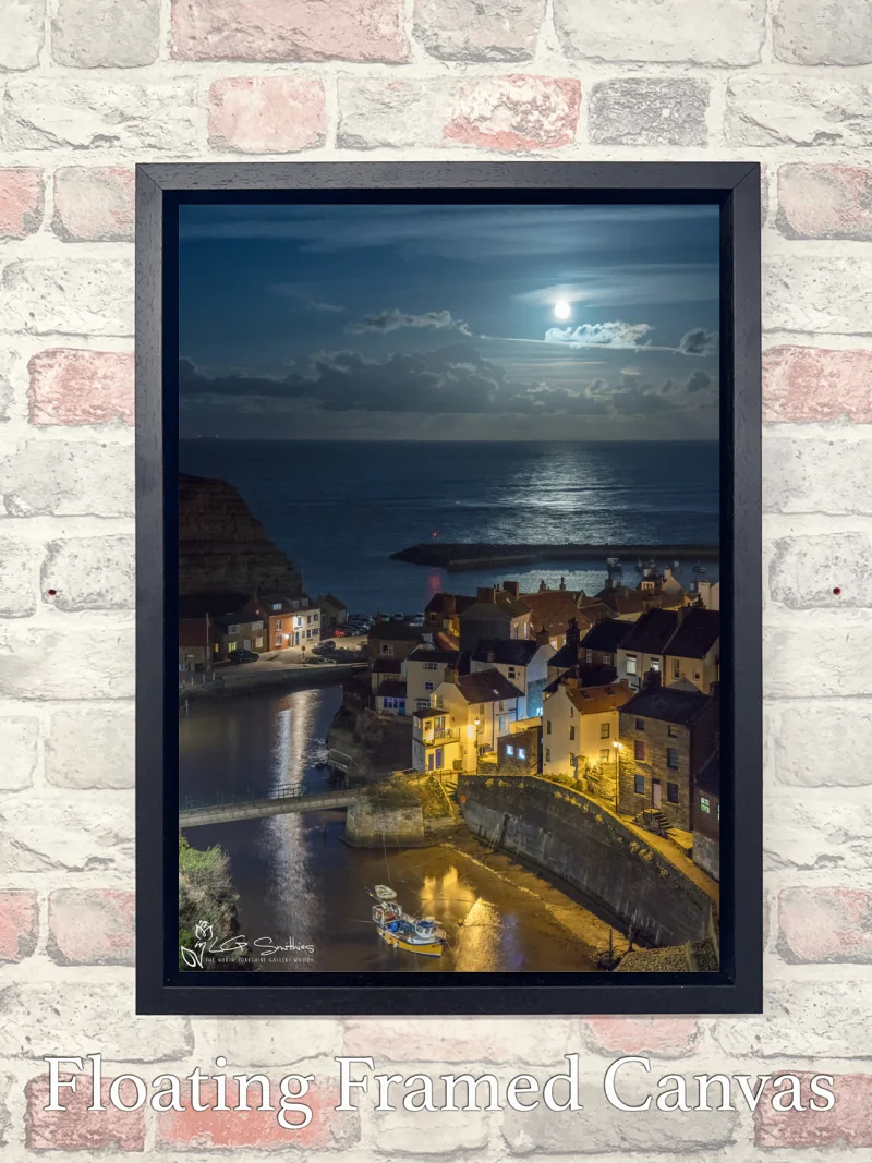 Staithes Moonrise 7 Staithes Moonrise - Float-Frame-Canvas-Portrait