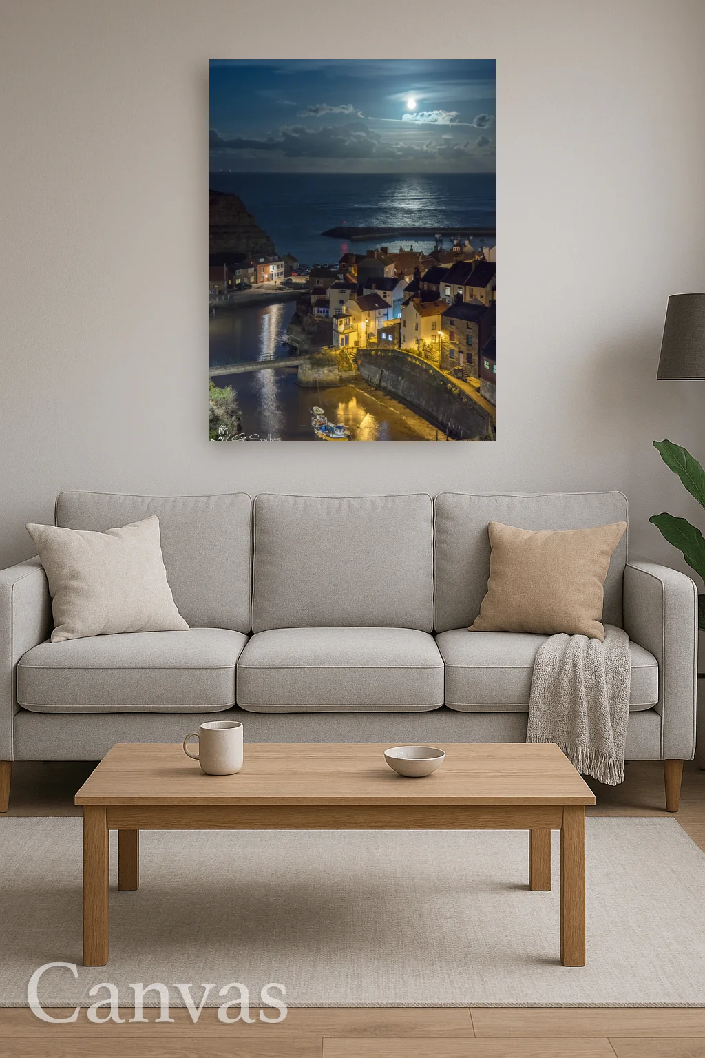 Staithes Moonrise 8 Staithes Moonrise - Wall-art-for-living-room-portrait