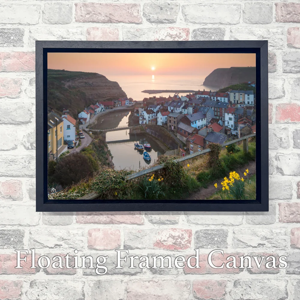 Staithes Spring Sunrise 3 Staithes Spring Sunrise - Landscape-Float-Frame-Canvas