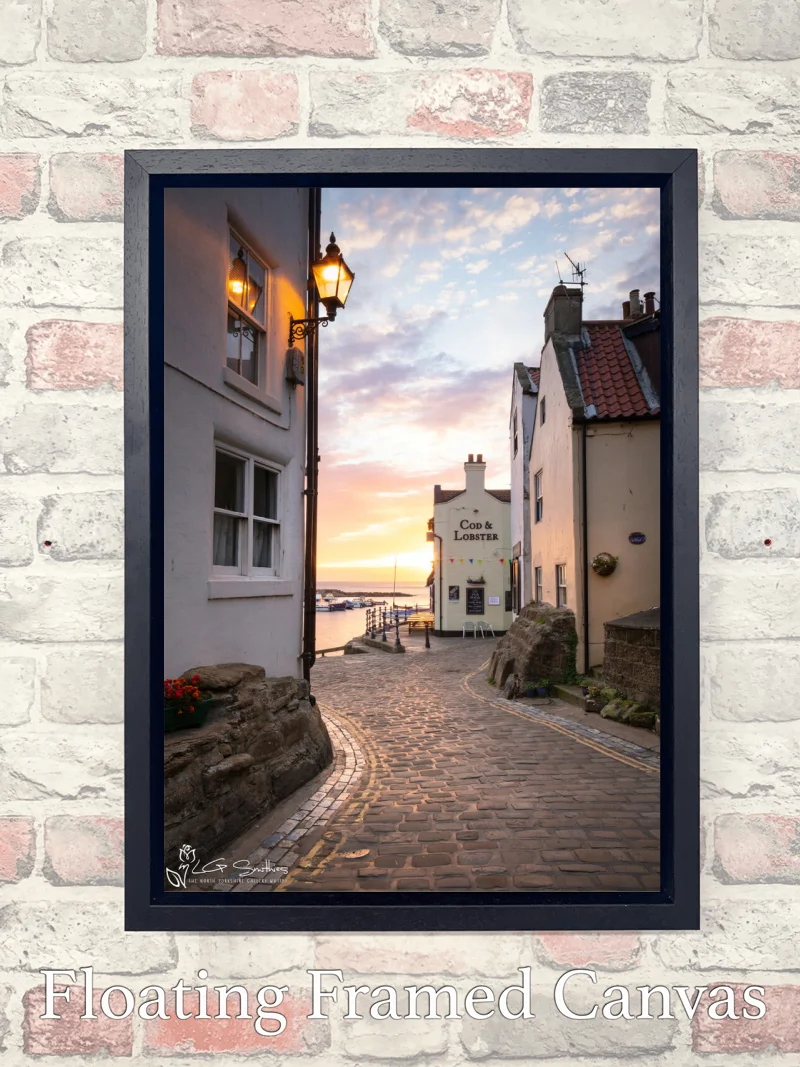 Staithes Sunrise By The Cod And Lobster 7 Staithes Sunrise By The Cod And Lobster - Float-Frame-Canvas-Portrait