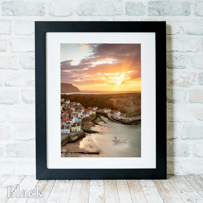 Staithes Village Sunset 3 Staithes Village Sunset - Black-Portrait-Frame