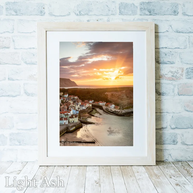 Staithes Village Sunset 2 Staithes Village Sunset - Light-Ash-Portrait-Frame