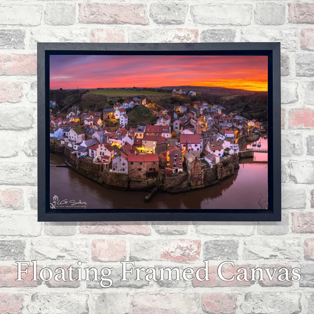 Staithes Winter Evening 3 Staithes Winter Evening - Landscape-Float-Frame-Canvas
