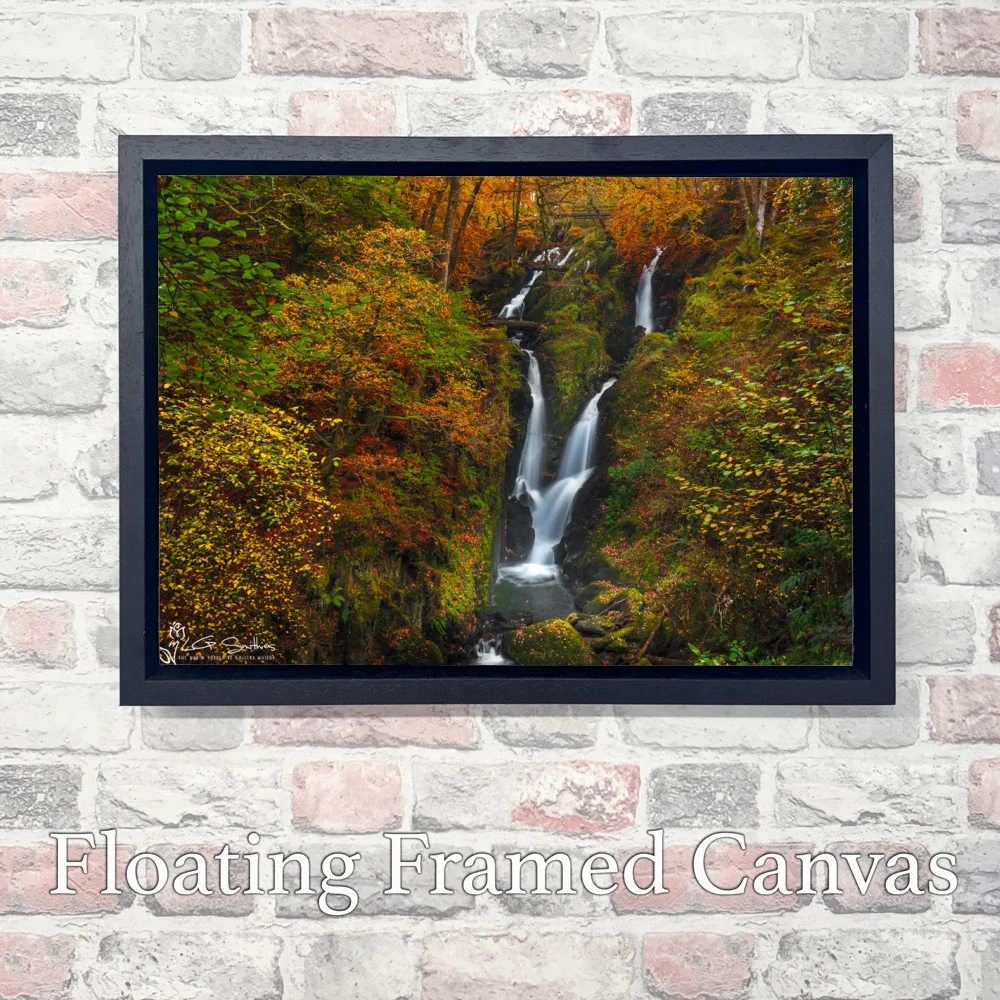 Stock Ghyll Force Waterfall 3 Stock Ghyll Force Waterfall - Landscape-Float-Frame-Canvas