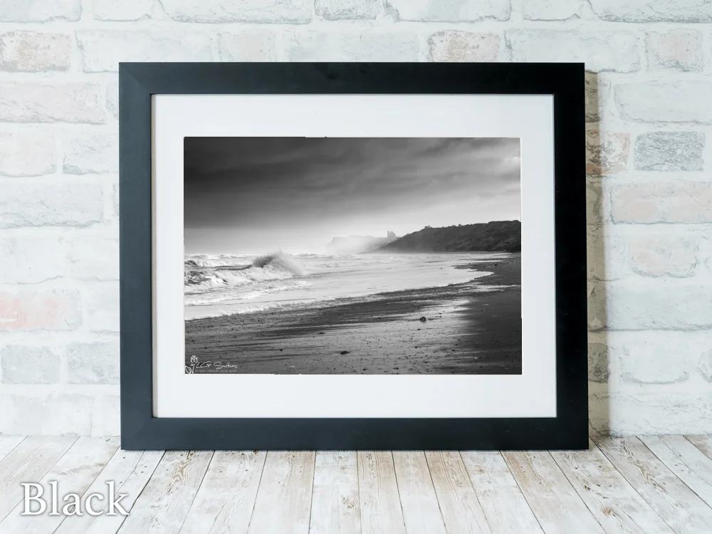 Storm On Whitby Beach 6 Storm On Whitby Beach - Black-Landscape-Frame