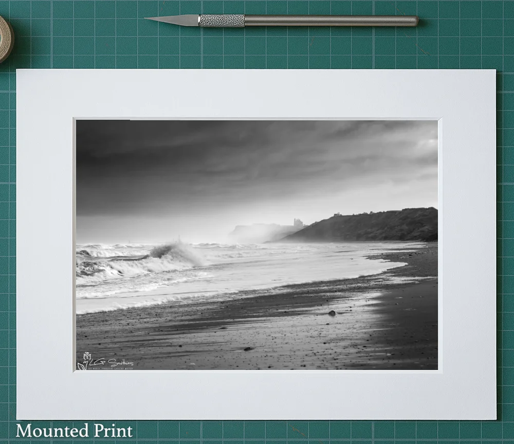 Storm On Whitby Beach 2 Storm On Whitby Beach - Landscape-Mounted-Print