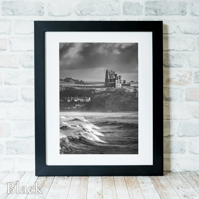 Stormy Whitby Abbey 3 Stormy Whitby Abbey - Black-Portrait-Frame