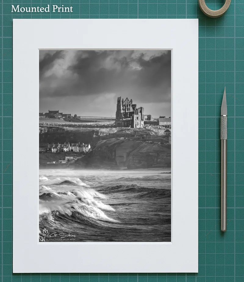 Stormy Whitby Abbey 5 Stormy Whitby Abbey - Mounted-Print-Portrait