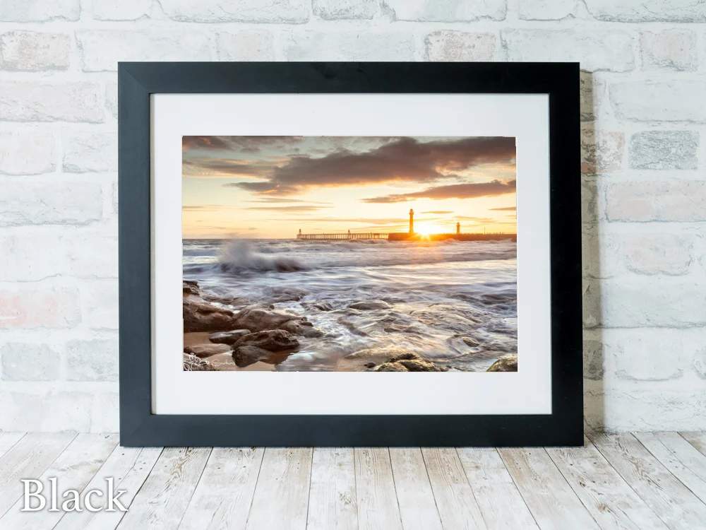 Sunrise On Whitby Beach 6 Sunrise On Whitby Beach - Black-Landscape-Frame