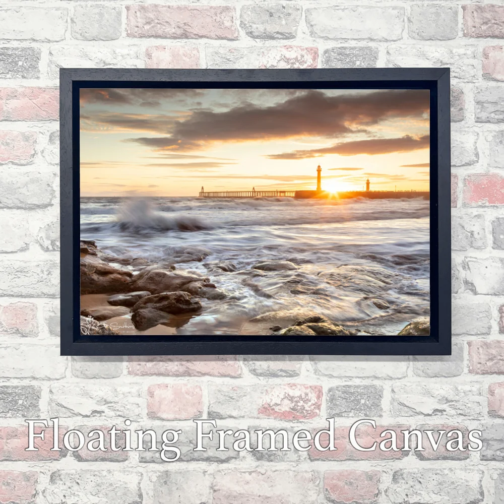 Sunrise On Whitby Beach 3 Sunrise On Whitby Beach - Landscape-Float-Frame-Canvas