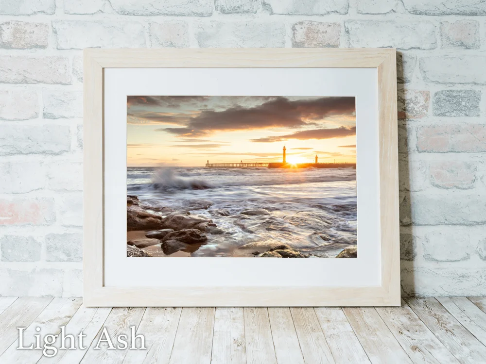 Sunrise On Whitby Beach 5 Sunrise On Whitby Beach - Light-Ash-Landscape-Frame