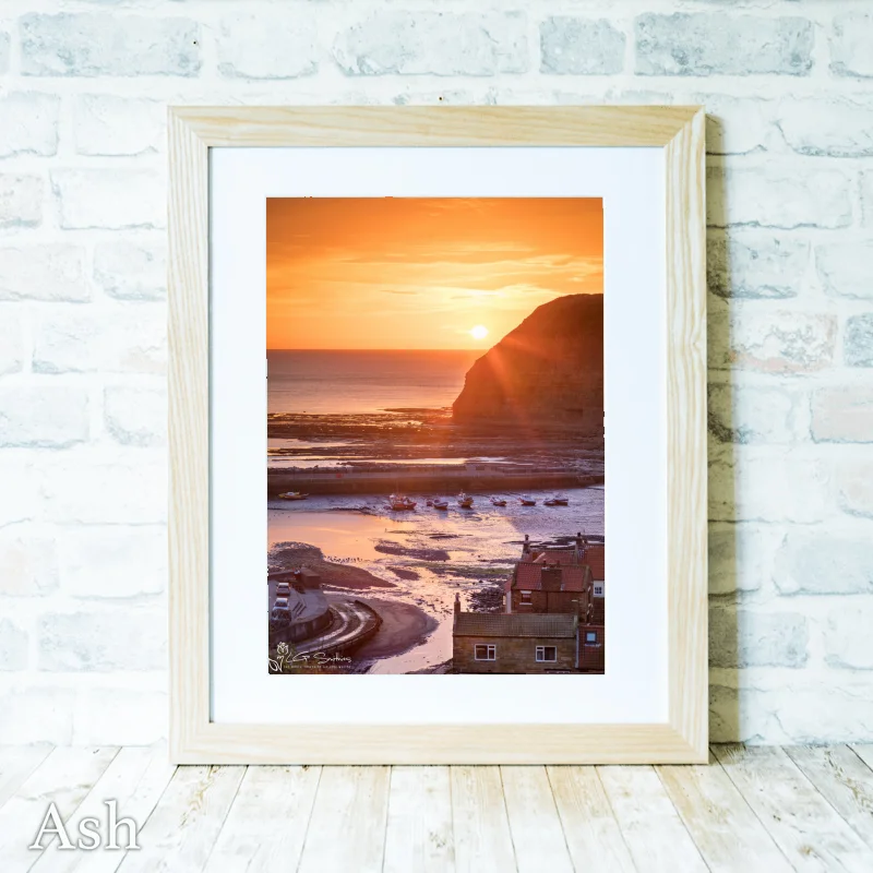 Sunrise Over Staithes Cottages 4 Sunrise Over Staithes Cottages - Ash-Portrait-Frame