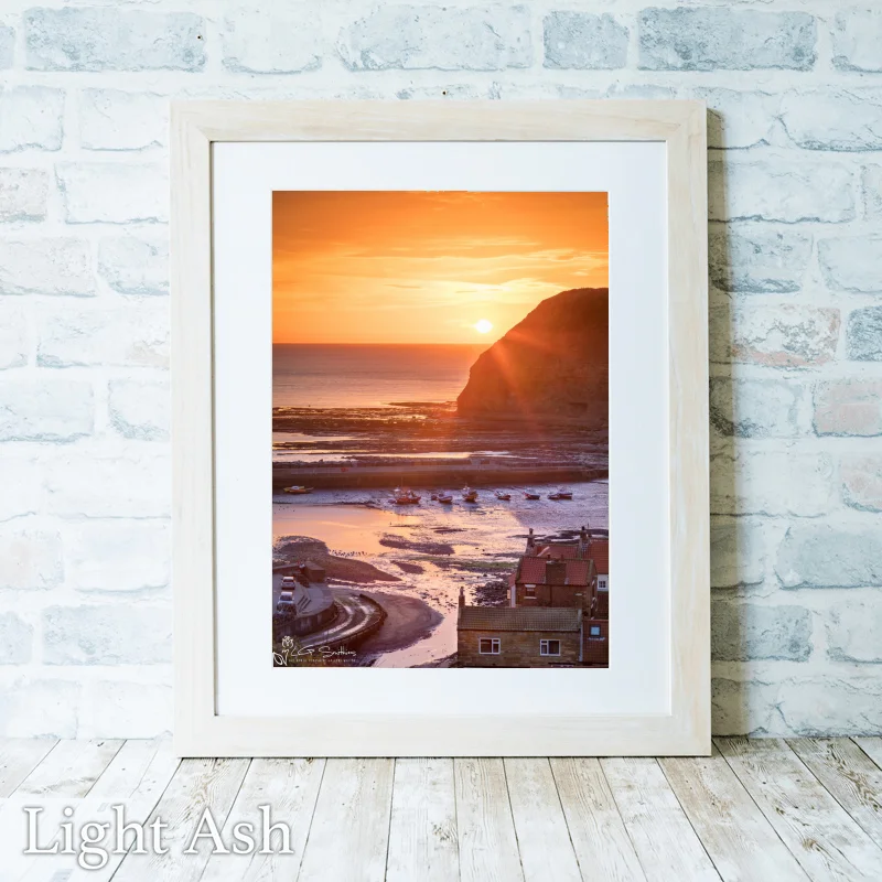 Sunrise Over Staithes Cottages 2 Sunrise Over Staithes Cottages - Light-Ash-Portrait-Frame