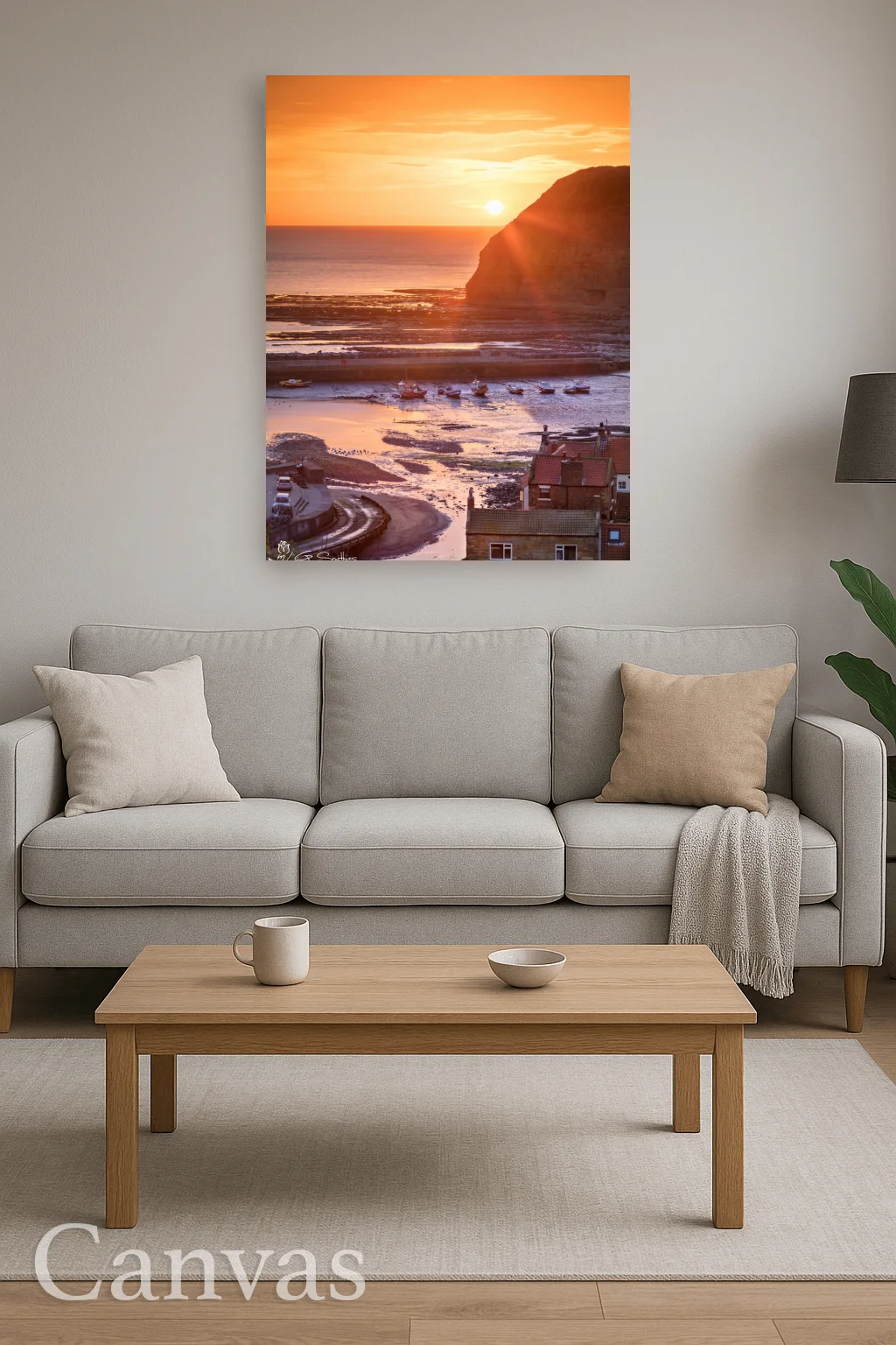 Sunrise Over Staithes Cottages 8 Sunrise Over Staithes Cottages - Wall-art-for-living-room-portrait