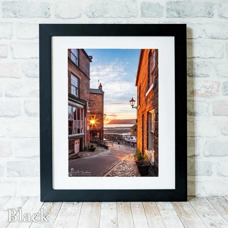 Sunrise Through The Bay Hotel Window Robin Hood's Bay 3 Sunrise Through The Bay Hotel Window Robin Hood's Bay - Black-Portrait-Frame