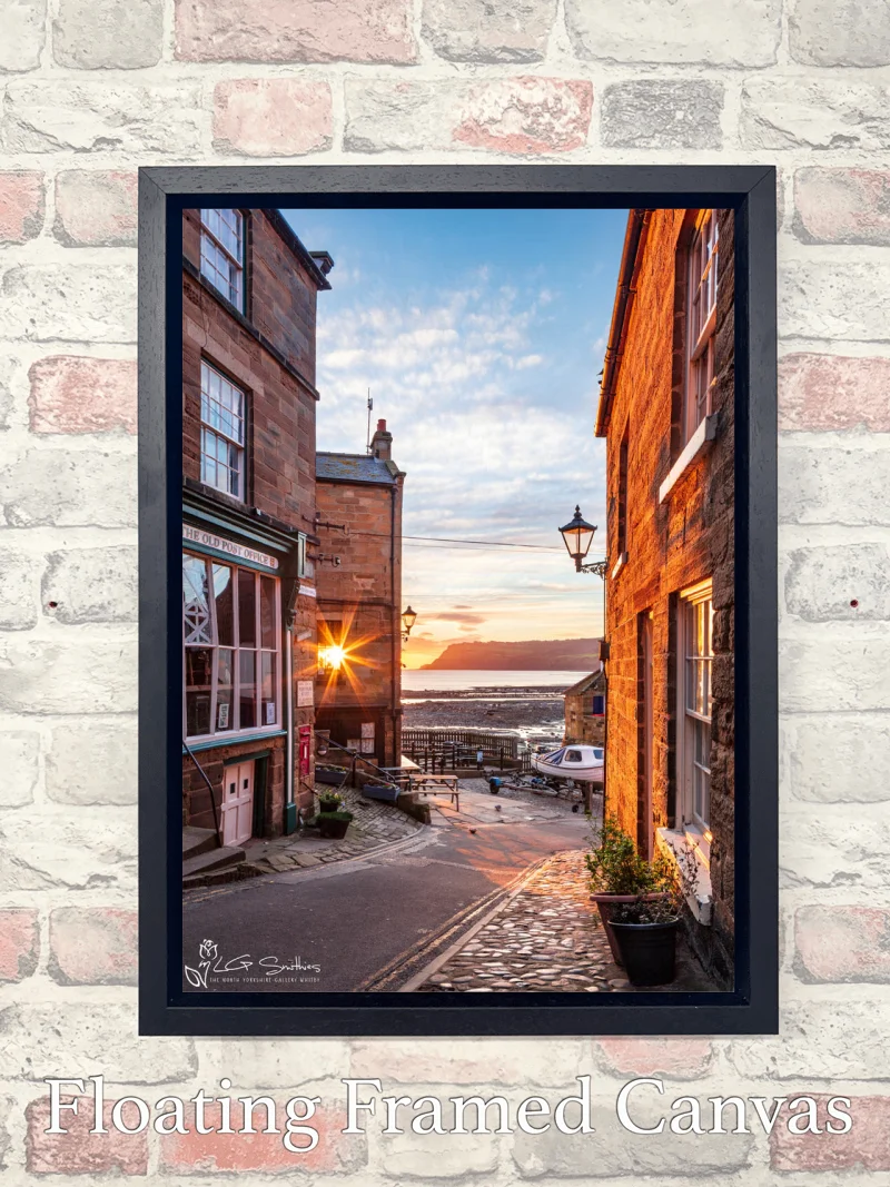 Sunrise Through The Bay Hotel Window Robin Hood's Bay 7 Sunrise Through The Bay Hotel Window Robin Hood's Bay - Float-Frame-Canvas-Portrait