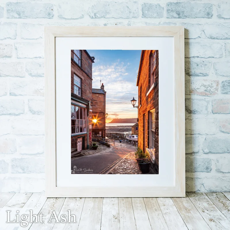 Sunrise Through The Bay Hotel Window Robin Hood's Bay 2 Sunrise Through The Bay Hotel Window Robin Hood's Bay - Light-Ash-Portrait-Frame
