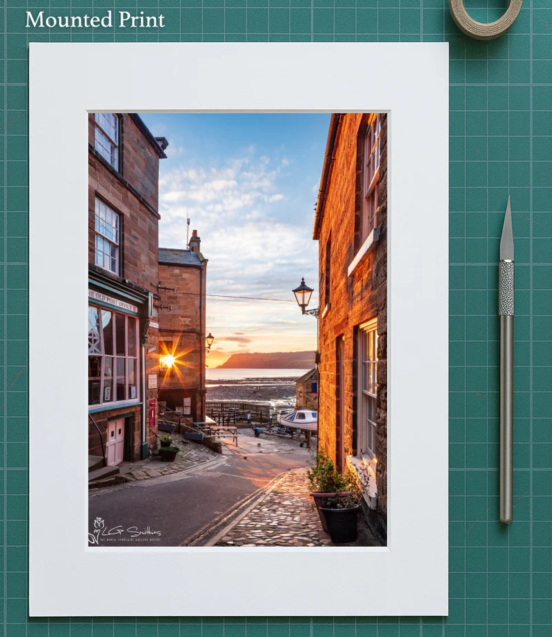 Sunrise Through The Bay Hotel Window Robin Hood's Bay 5 Sunrise Through The Bay Hotel Window Robin Hood's Bay - Mounted-Print-Portrait